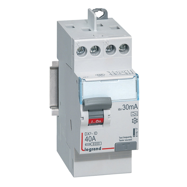 Interrupteur différentiel DX³-ID arrivée haute et départ haut à vis - 2P 230V~ 40A typeA 30mA - 2 modules